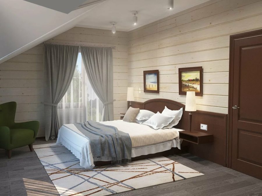 Имитация бруса внутри дома